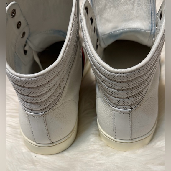 Gucci White High-Top Sneakers with Green and Red Web Stripe - Picture 10 of 12